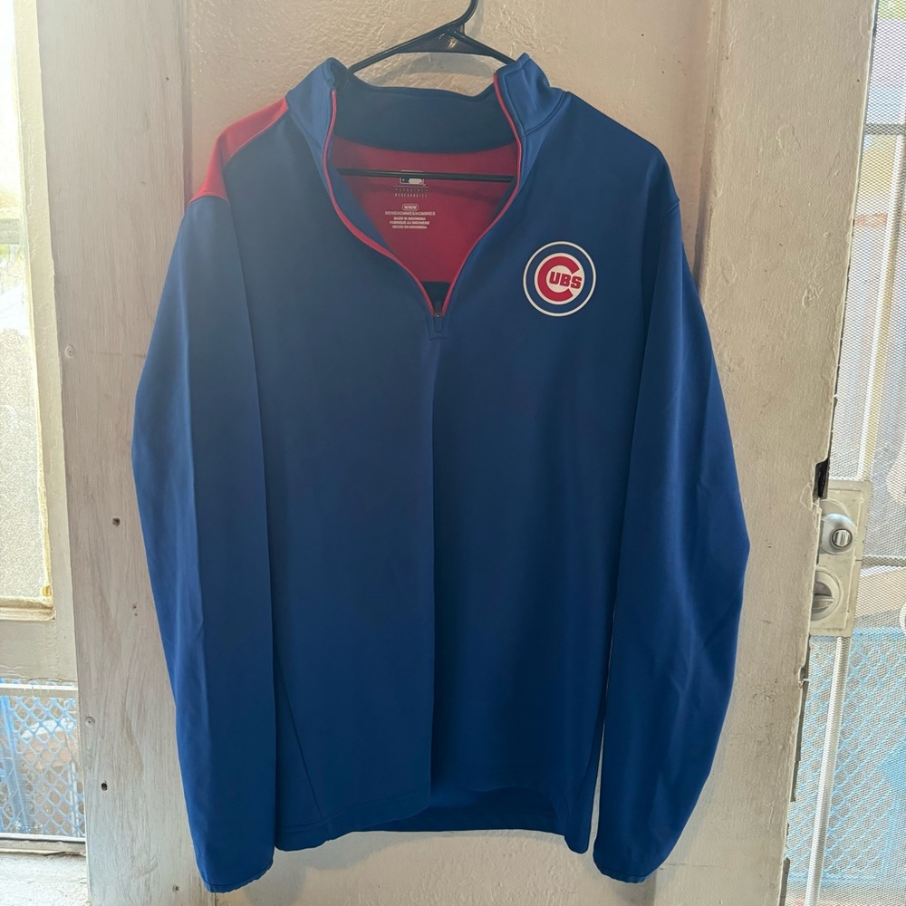 Chicago Cubs Sweatshirt Men’s  Medium Blue 1/4 Zip Polyester Adult‎ MLB *